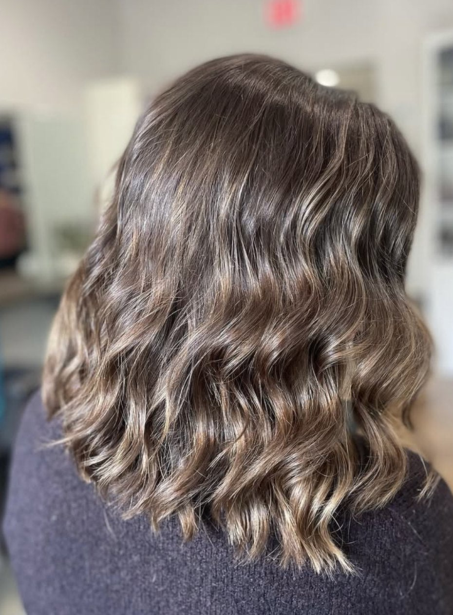 Ash brunette waves at Elevate Salon + Spa, Charlottesville VA