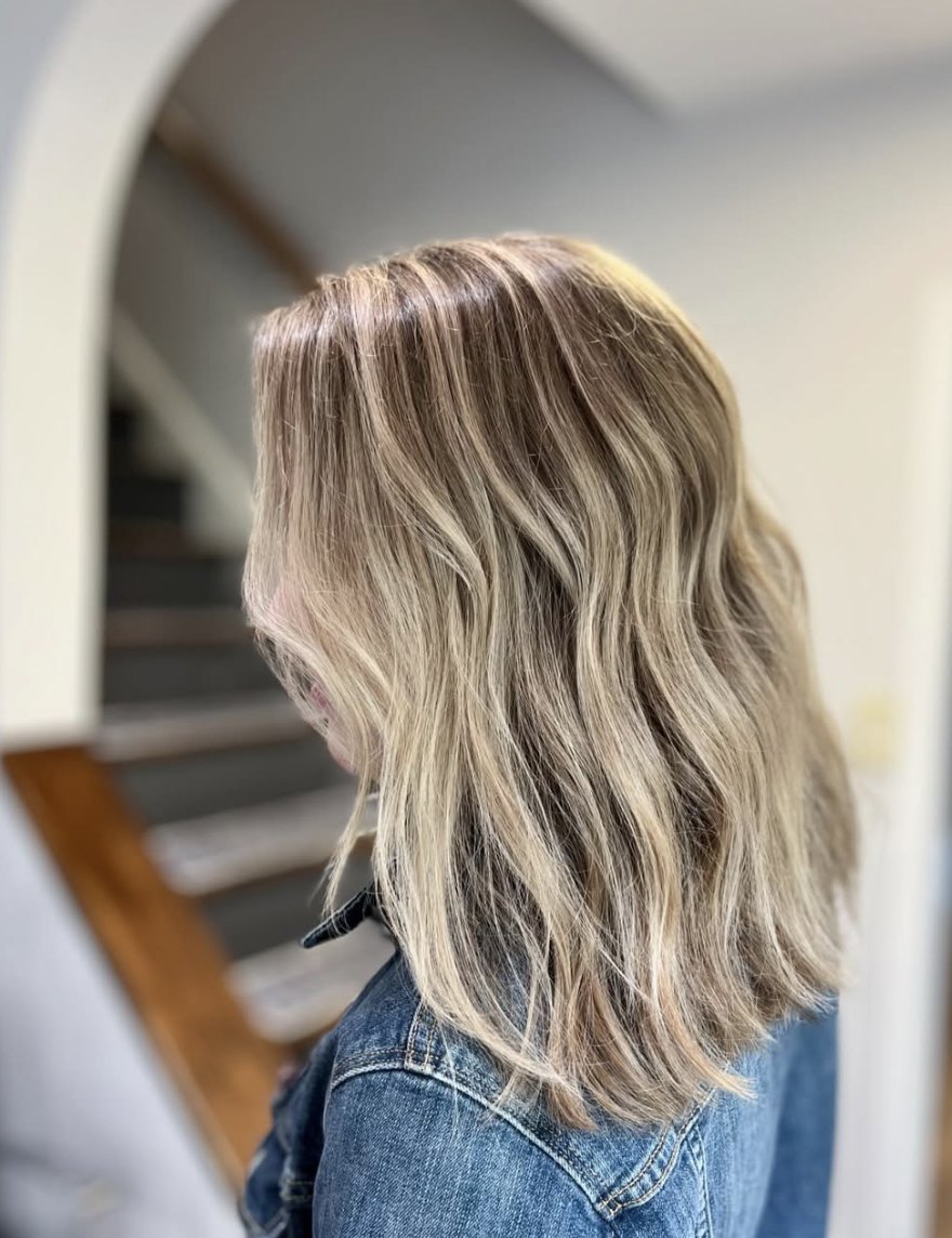 Blonde balayage lob at Elevate Salon + Spa, Charlottesville VA