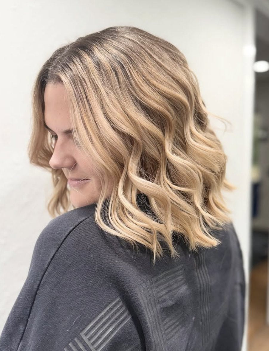 Blonde balayage lob at Elevate Salon + Spa, Charlottesville VA