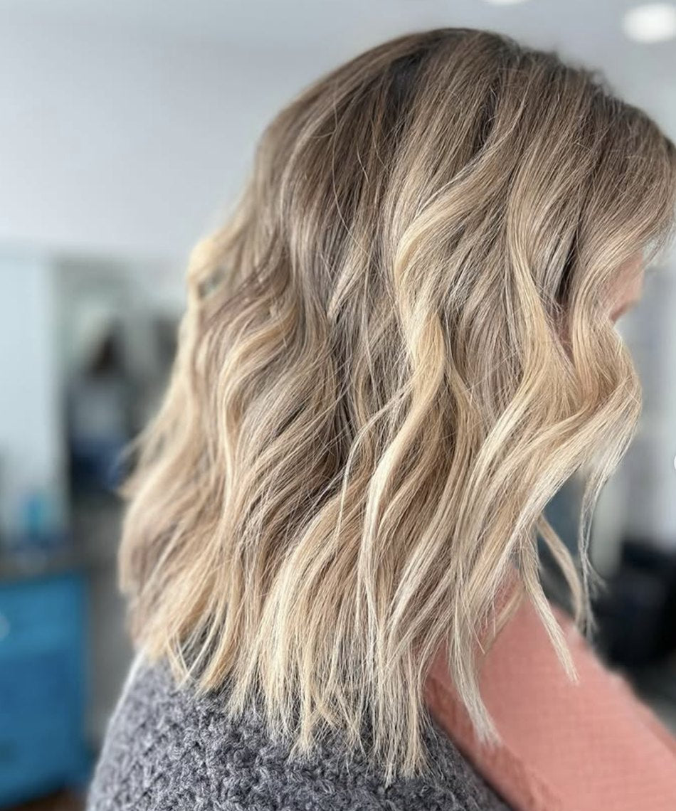 Blonde balayage lob at Elevate Salon + Spa, Charlottesville VA