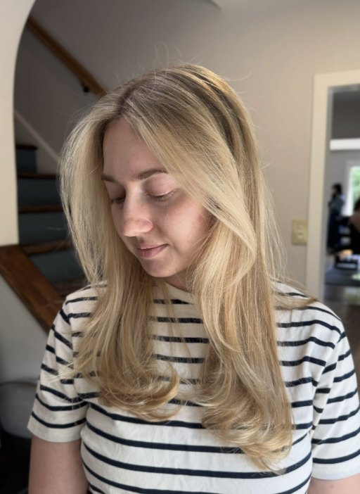 Blonde curtain layers at Elevate Salon + Spa, Charlottesville VA