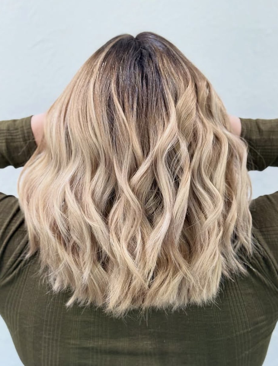 Blonde shadow root waves at Elevate Salon + Spa, Charlottesville VA