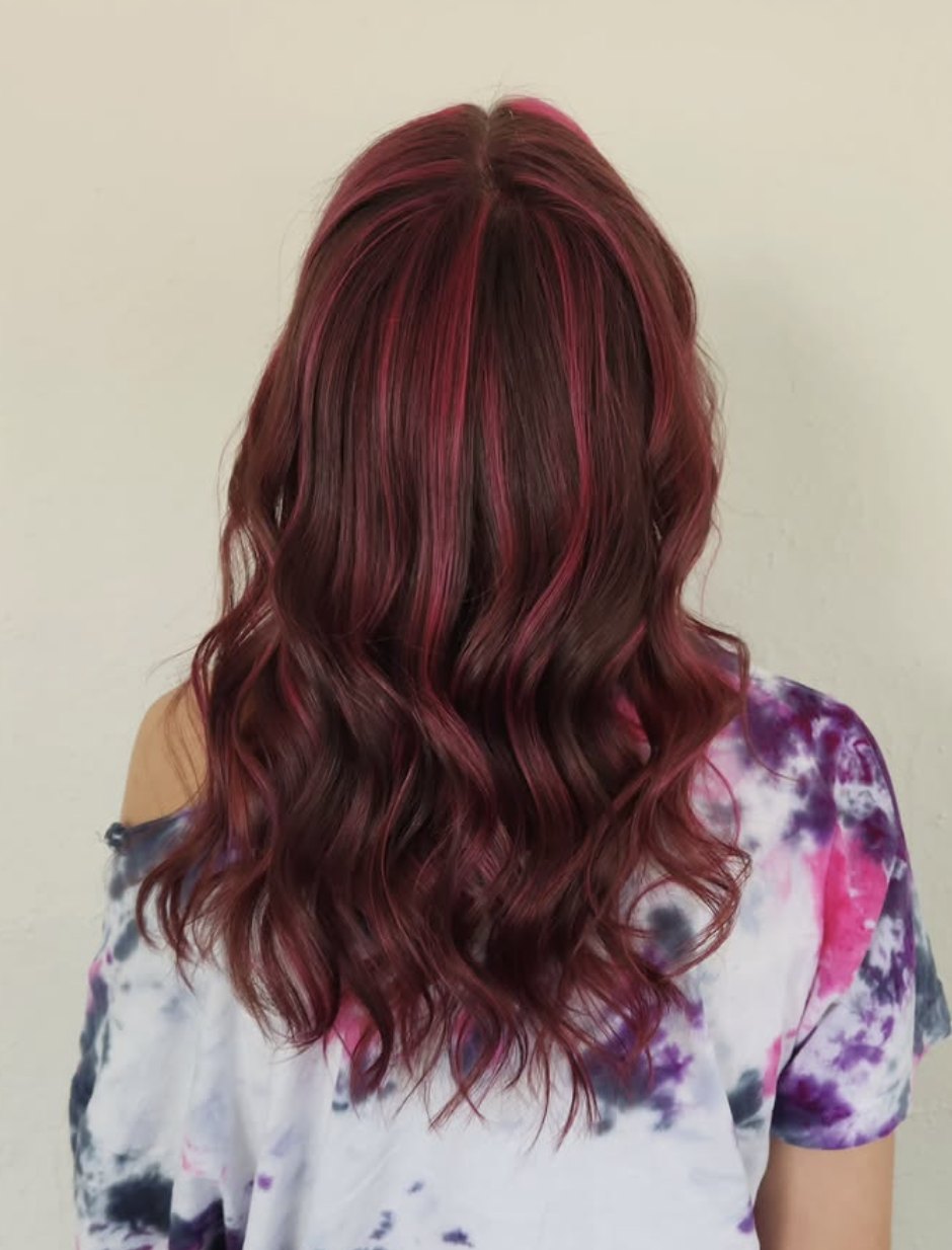 Burgundy curls at Elevate Salon + Spa, Charlottesville VA
