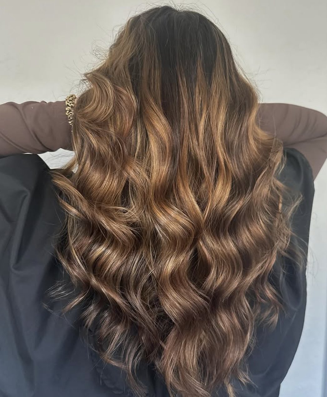 Caramel balayage waves at Elevate Salon + Spa, Charlottesville VA