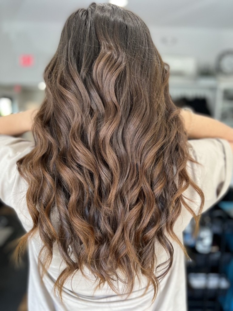 Chocolate balayage waves at Elevate Salon + Spa, Charlottesville VA