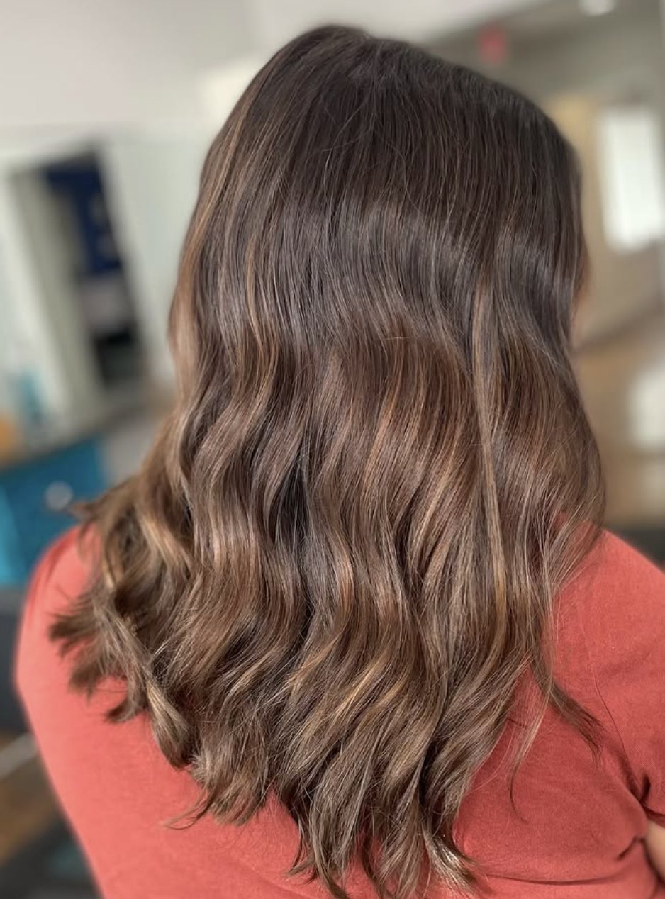 Chocolate balayage waves at Elevate Salon + Spa, Charlottesville VA