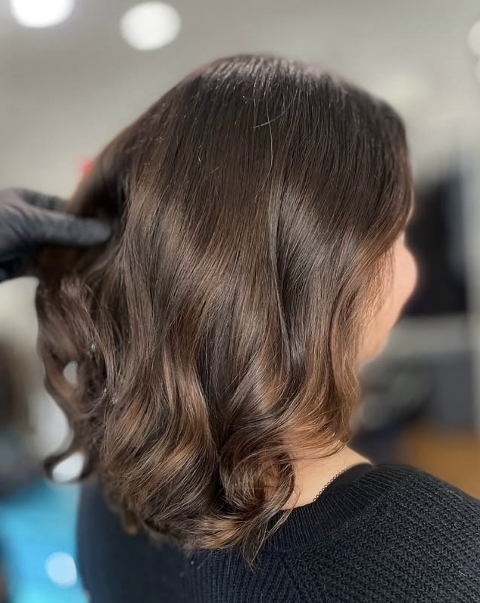 Chocolate brunette waves at Elevate Salon + Spa, Charlottesville VA