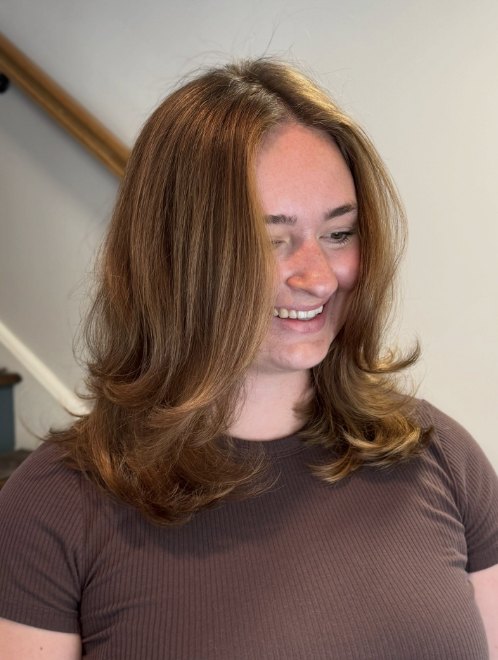 Copper layered cut at Elevate Salon + Spa, Charlottesville VA