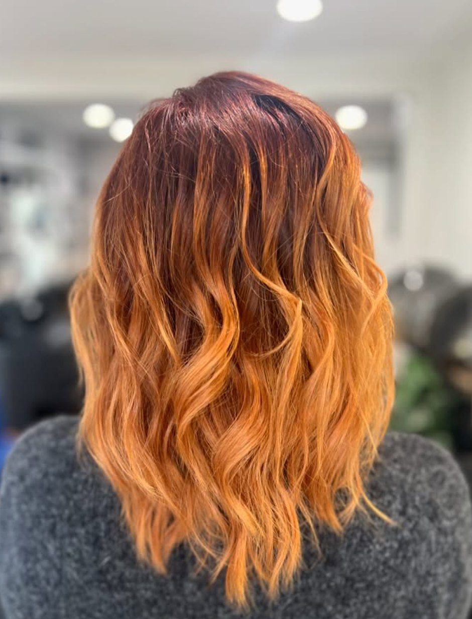 Copper ombre waves at Elevate Salon + Spa, Charlottesville VA