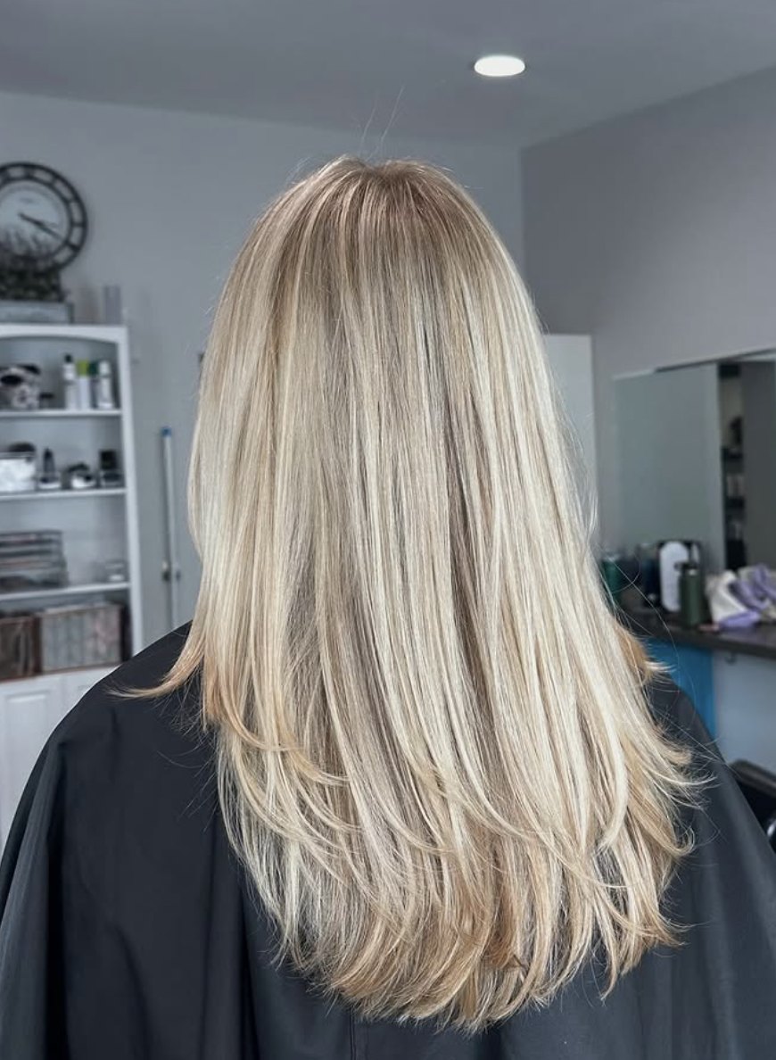 Icy blonde layers at Elevate Salon + Spa, Charlottesville VA