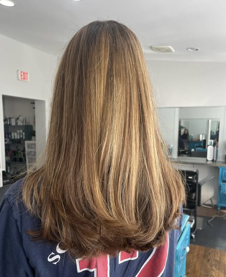 Lived in caramel balayage at Elevate Salon + Spa, Charlottesville VA
