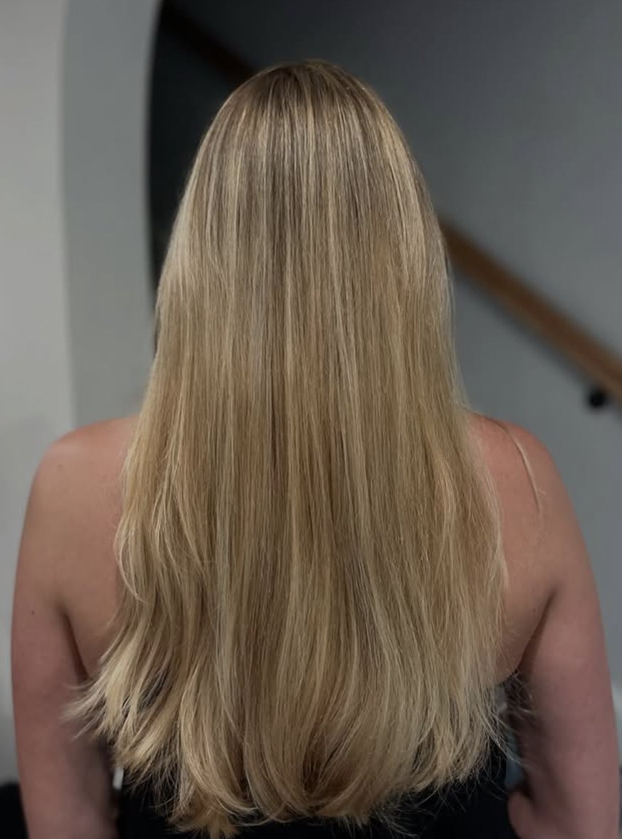 Long golden blonde at Elevate Salon + Spa, Charlottesville VA