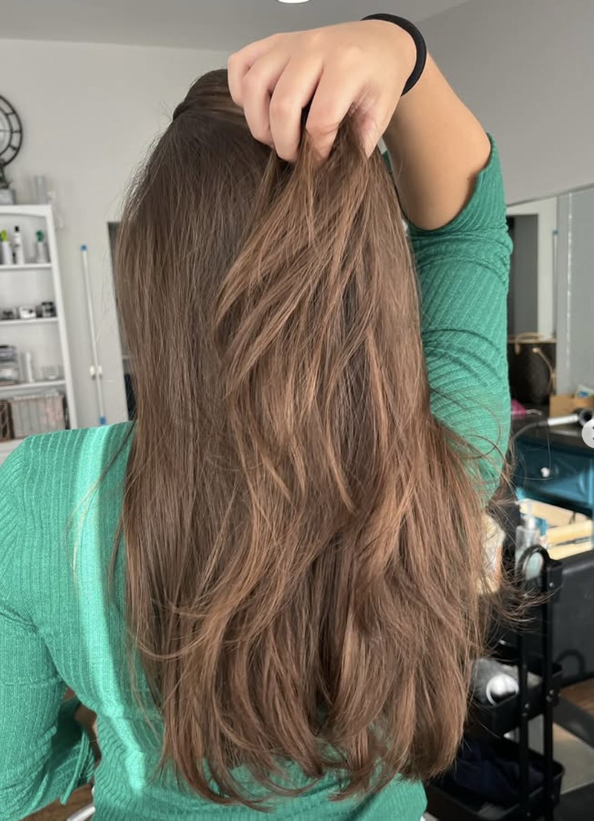 Long layered brunette at Elevate Salon + Spa, Charlottesville VA