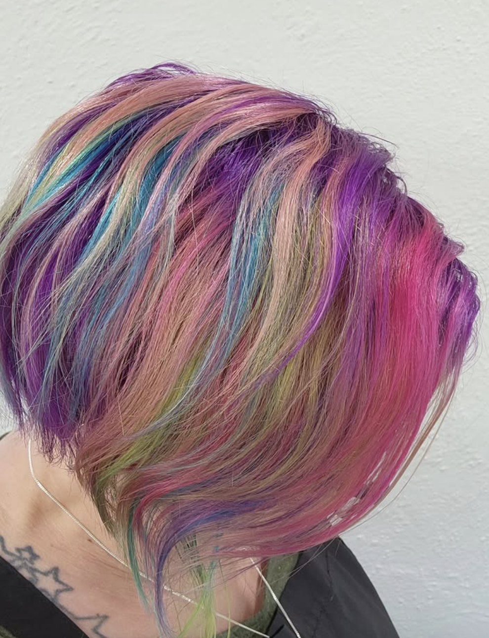 Rainbow vivid bob at Elevate Salon + Spa, Charlottesville VA