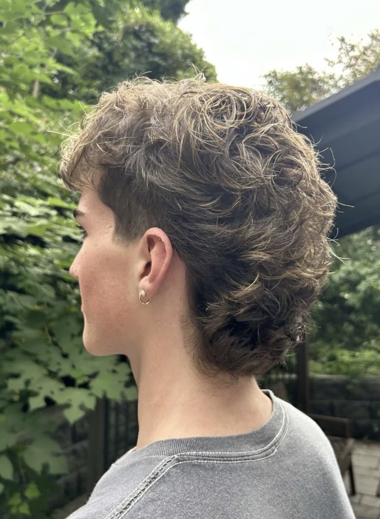 Short curly pixie cut at Elevate Salon + Spa, Charlottesville VA