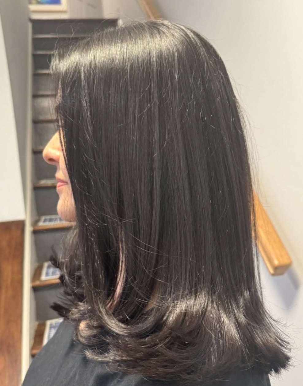 Sleek black lob at Elevate Salon + Spa, Charlottesville VA