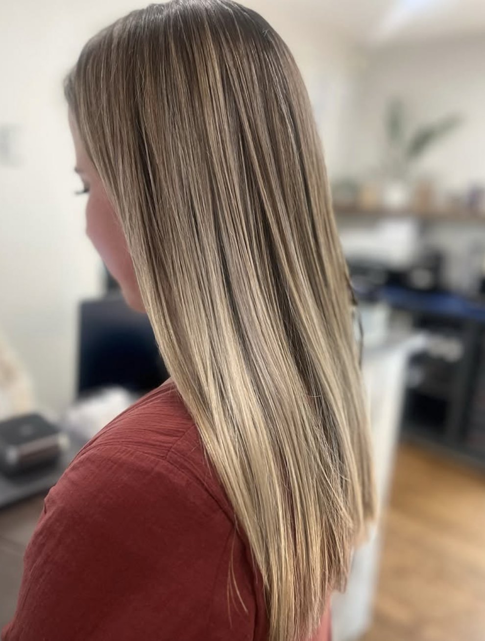 Straight bronde balayage at Elevate Salon + Spa, Charlottesville VA