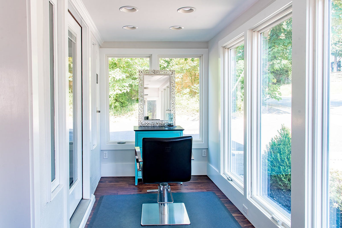 Sunroom styling chair at Elevate Salon + Spa, Charlottesville VA