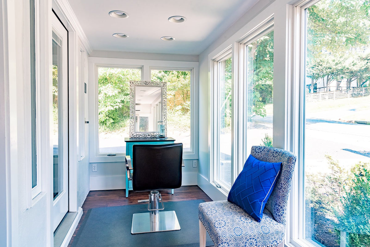 Sunroom styling chair at Elevate Salon + Spa, Charlottesville VA