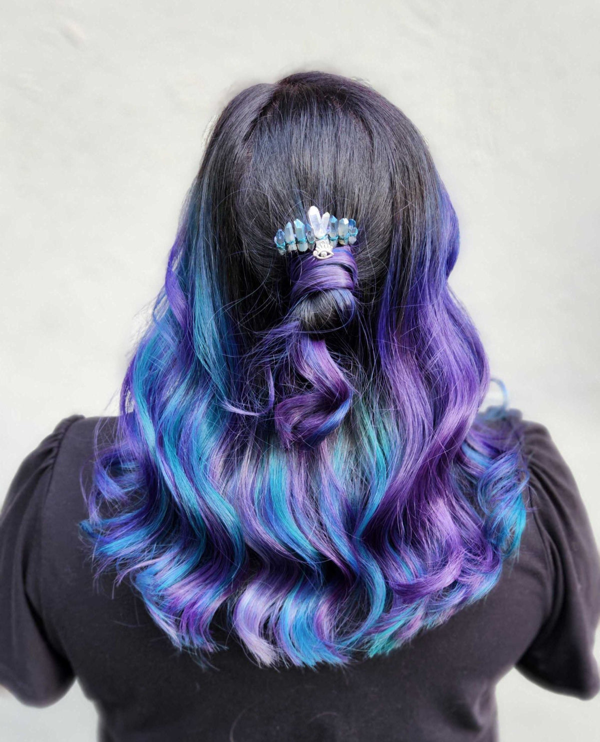 Vivid purple and blue curls at Elevate Salon + Spa, Charlottesville VA