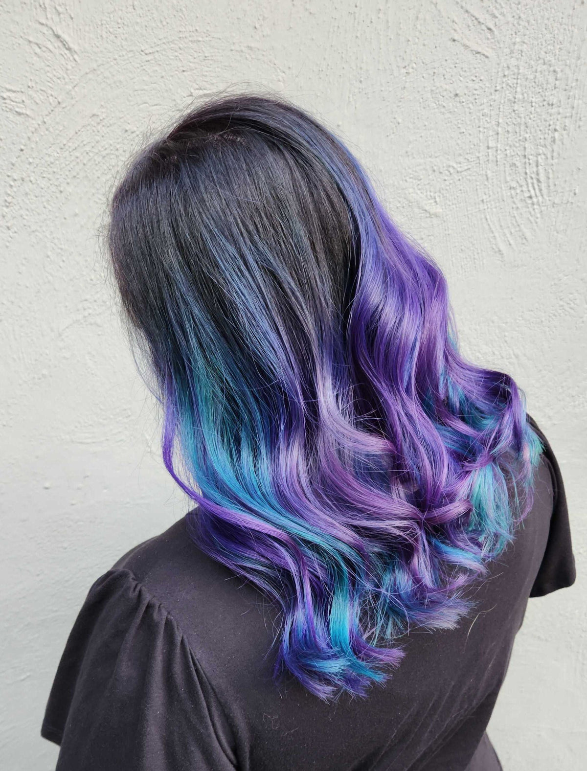 Vivid purple and teal at Elevate Salon + Spa, Charlottesville VA