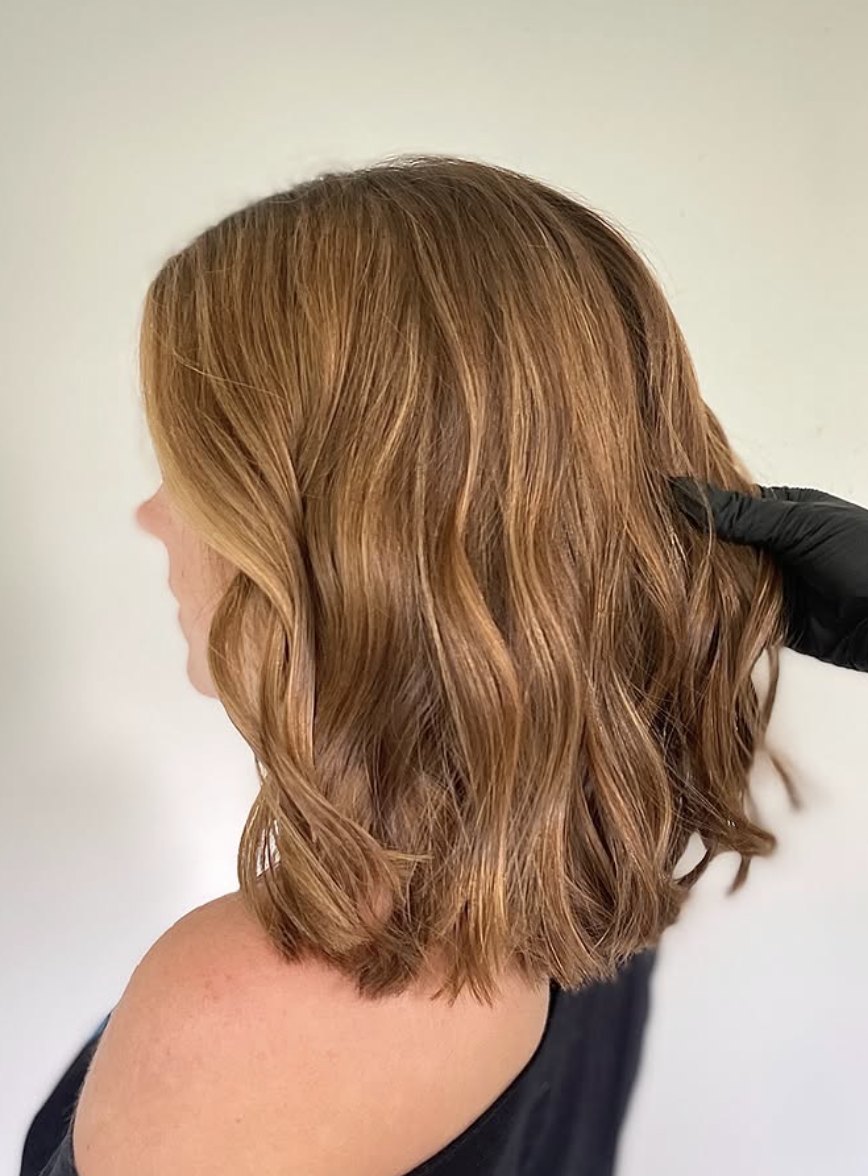 Warm copper lob at Elevate Salon + Spa, Charlottesville VA